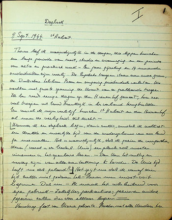 Fragment uit het dagboek van Jan de Quay, 8 september 1944.