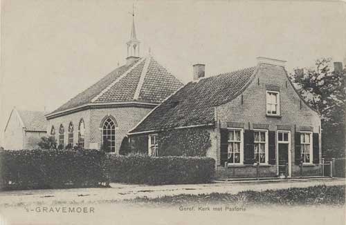 Vaartweg, Gereformeerde Kerk met pastorie en school met den Bijbel, 1903 (058613, RAT)