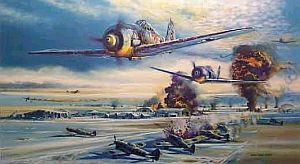 Focke Wulfs vallen een vliegveld aan
