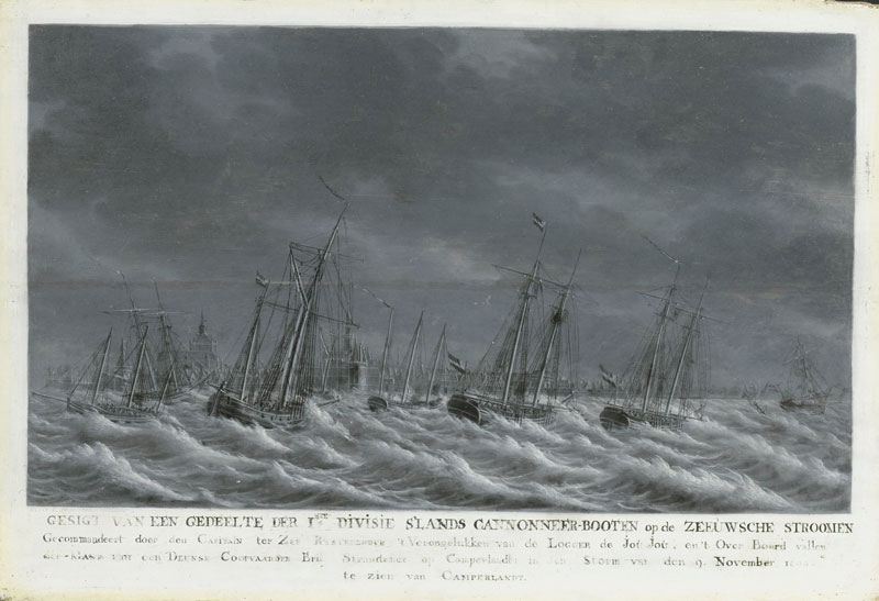 Engel Hoogerheyden, De Bataafse vloot voor Veere tijdens de storm van 9 november 1800 (coll. Rijksmuseum)