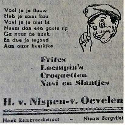 advertentie van Henk van Nispen in 2e jaargang van clubblad De Schakel (1959 )