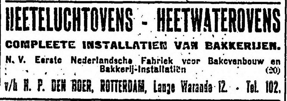 Advertentie van de ovenfabriek (bron: Het Volk, 20 feb. 1920)