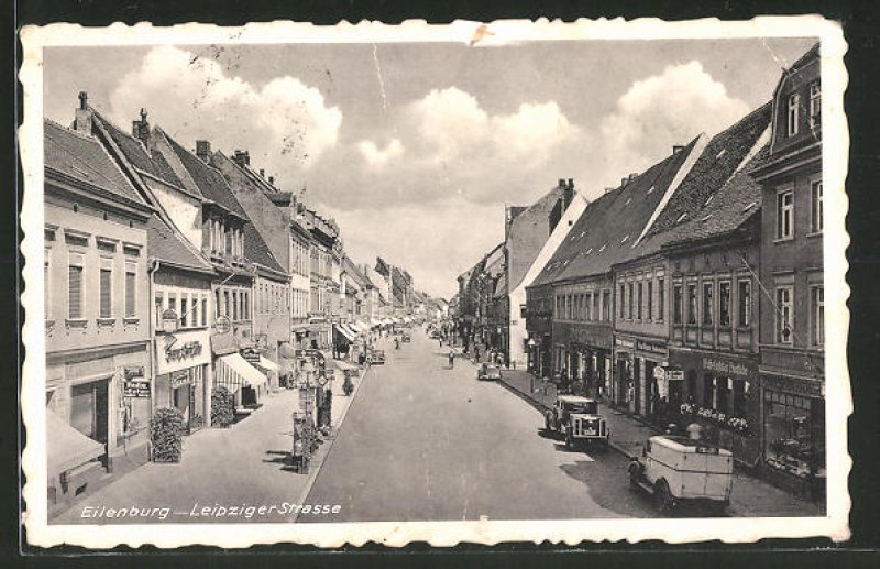 De Leipzigerstrasse in Eilenburg vóór de oorlog. 'Hier woonde Walter Durkop met zijn moeder Margarete, broer Knut en zus Kirsten.