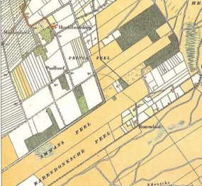 Op deze kaart van ca. 1900 is nog geen dorp te zien
