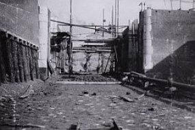 De sluis in aanbouw, 1914 (Foto: Regionaal Archief Tilburg)