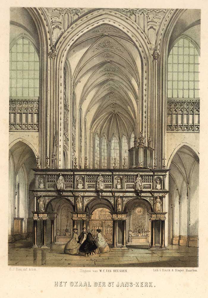 G.J. Bos / W.C. van Heusden / Emrik & Binger, Gezicht op het doxaal in de Sint-Jan, c. 1860 (bron: Erfgoed 's-Hertogenbosch, fotonummer 0000473. Publiek domein)