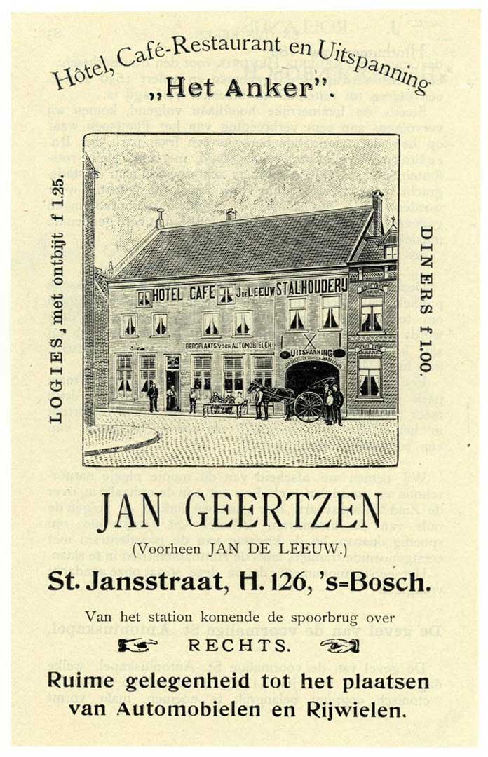Reclame voor het hotel van Geertzen (bron: Erfgoed 's-Hertogenbosch, fotonr. 0055506. CC0)