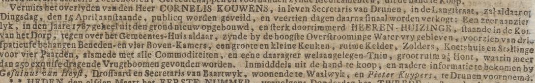 Aankondiging van de veiling (bron: Opregte  Haarlemsche Courant, 11 maart 1806)