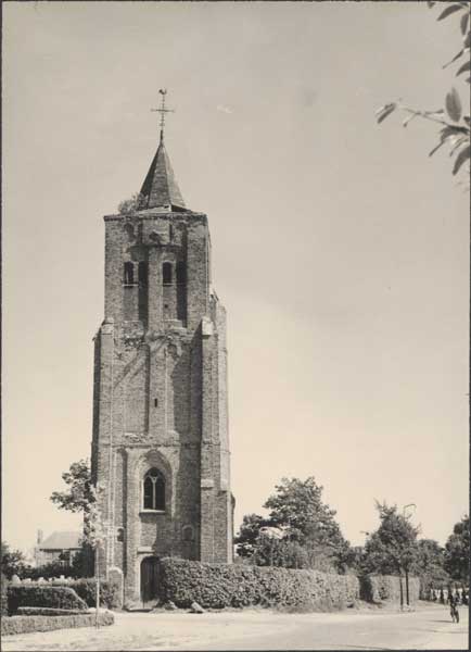 Toren van de middeleeuwse kerk in Duizel (BHIC, 1938-089_00011) 