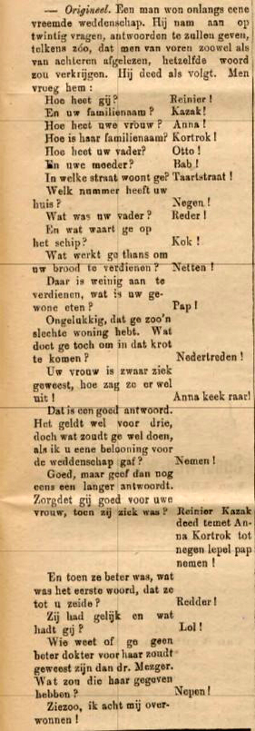 Boxmeers Weekblad, 5 april 1890. Klik voor een vergroting