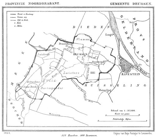 Deursen-Dennenburg op de kaart, 1865