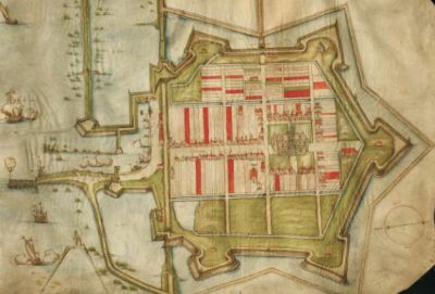 Plattegrond van Willemstad uit 1586