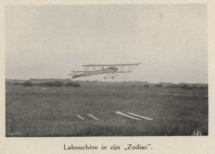 Labouchère in zijn Zodiac (bron: AVIA 1(1911) no. 11)