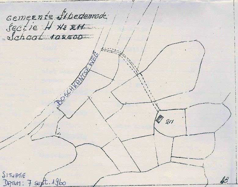 Situatieschets van Bouw- en Woningtoezicht, getekend door August van Breugel.