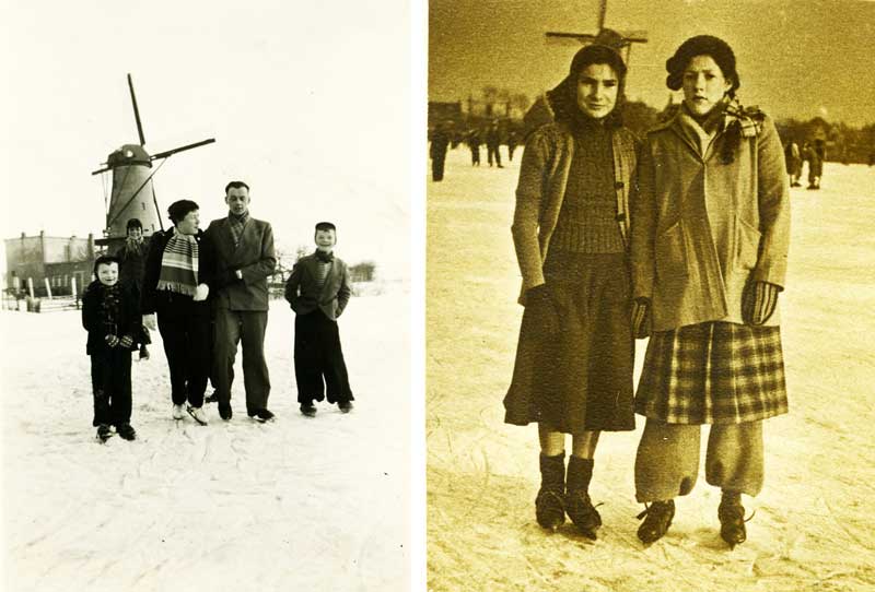 Foto links ca. 1960 familie Rasenberg-Hessels. Foto rechts ca. 1950 Ans vd Reijt en links Riet Hessels (foto's: , © Rasenberg-Hessels)