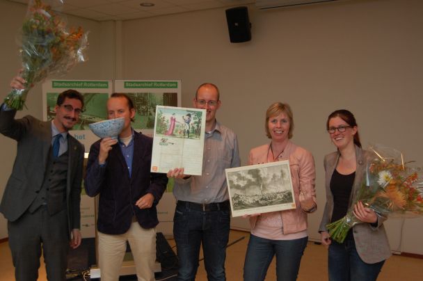 Winnaars Stuk van het Jaar 2014. De prijzen werden uitgereikt in het Stadsarchief Rotterdam. Foto: J. van Kampenhout, Gemeentearchief Schiedam