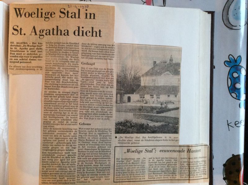 Krantenartikel over de sluiting van het opvangtehuis in 1978