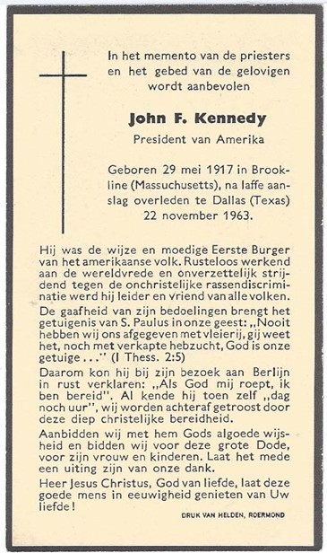 Bidprentje voor John F. Kennedy